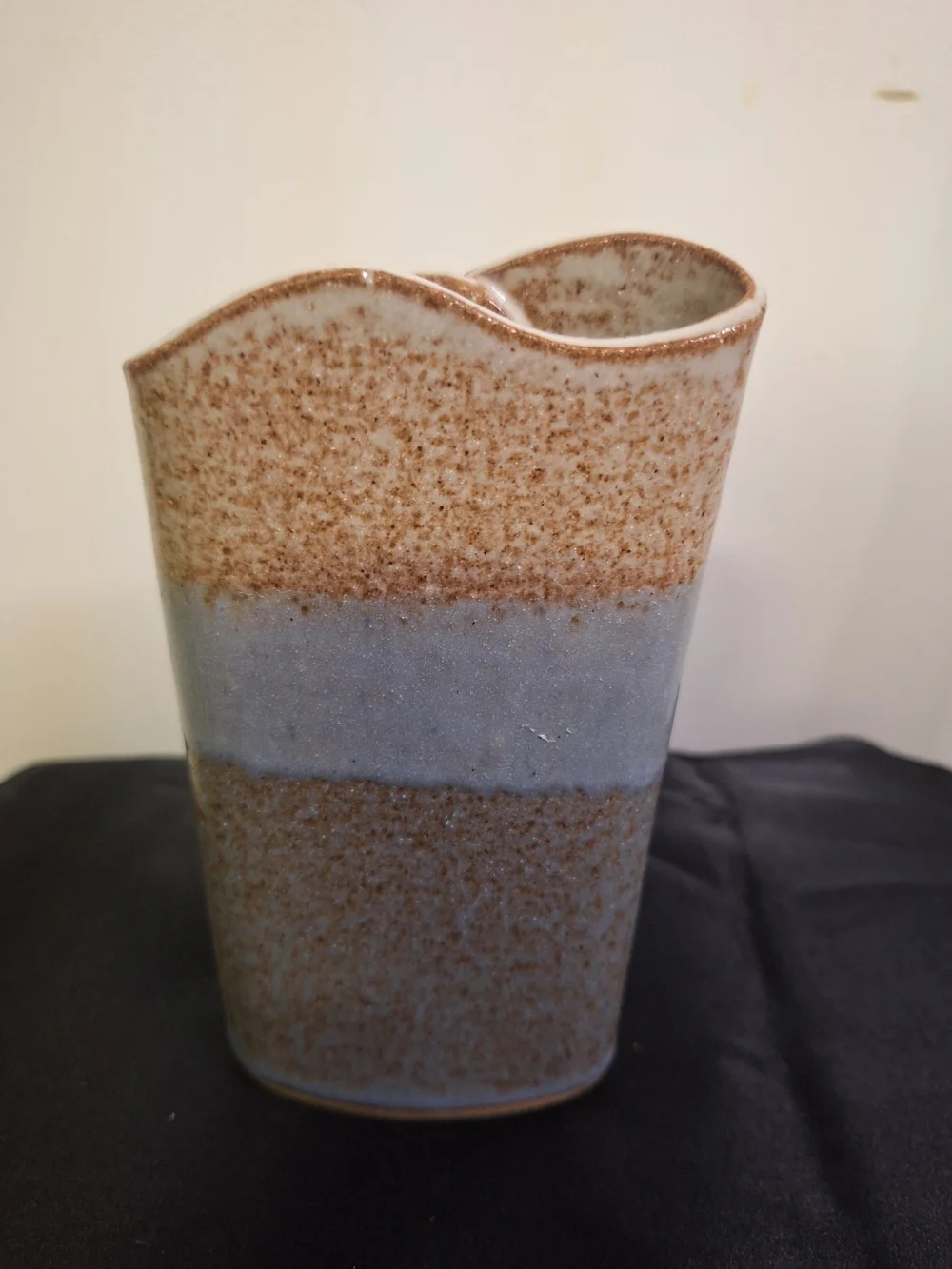 Handmade Ceramic Vase in Speckled Brown and Light Blue 6.5